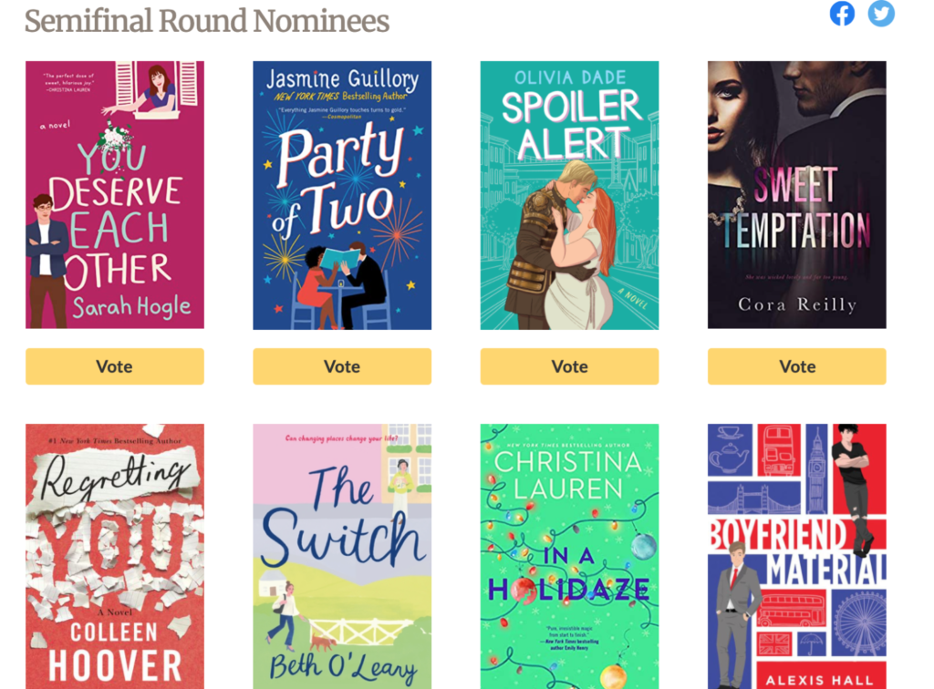 It’s the Semi-Final Round at Goodreads and they’ve added books!